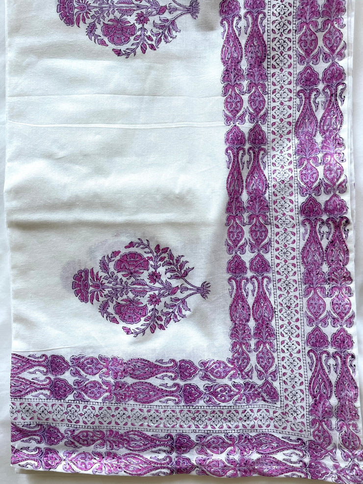 Modern Floral TABLECLOTH with Wide Border in Lavenders - MORE SIZES