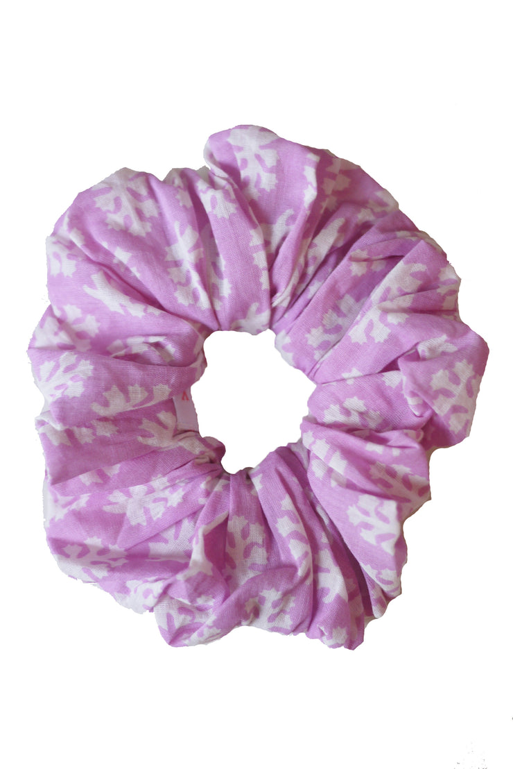 Blockprint Hair Scrunchie in Booti Lavender