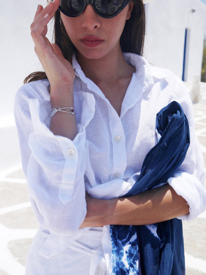 Linen Tie Shirt in White