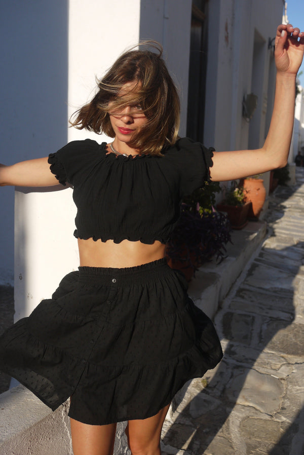 Sifnos Crop Top - Black Gauze