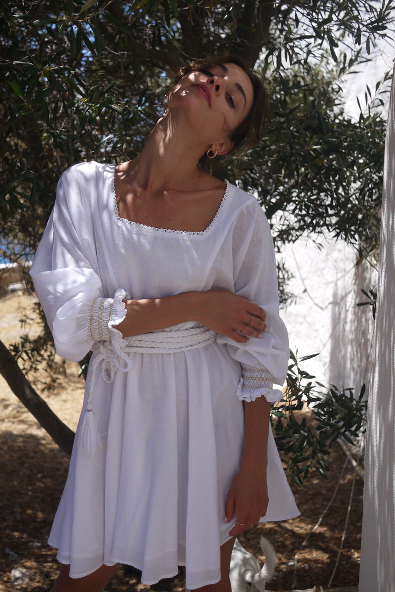 Sisi Dress in White & Gold