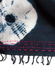 Shibori Skinny Pareo with Hand Stitching - Navy