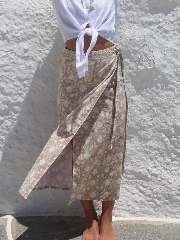 Arsenia Aline Long Wrap Skirt - Sand