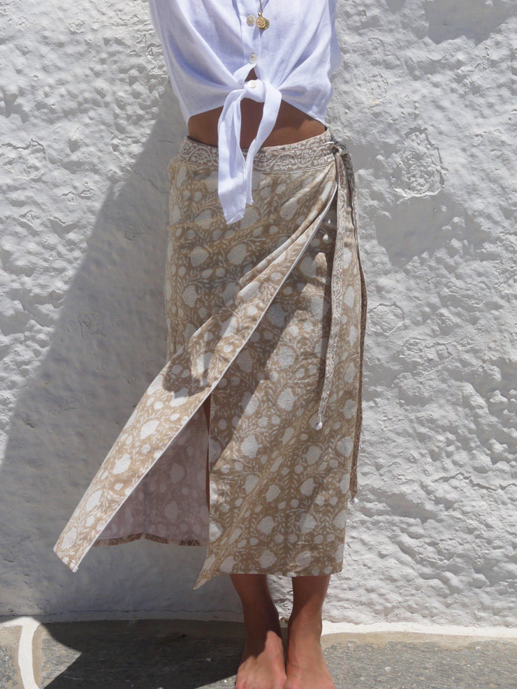 Arsenia Aline Long Wrap Skirt - Sand