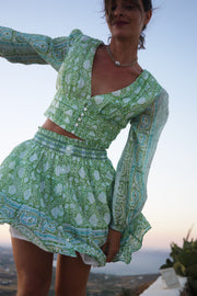 Sylvia Swiss Dot Skirt in Faridabad Multi - Green & Turquoise