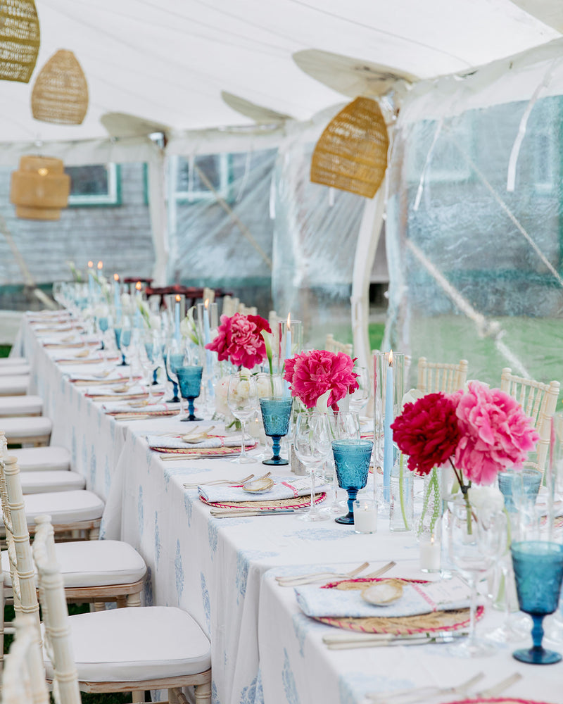 Quatrefoil Napkins with Embroidered Border in Nantucket Grey, Set of 4