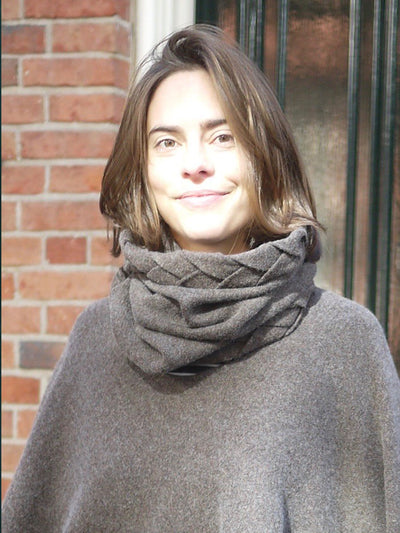 Cashmere Wool Braided Snood - Cocoa