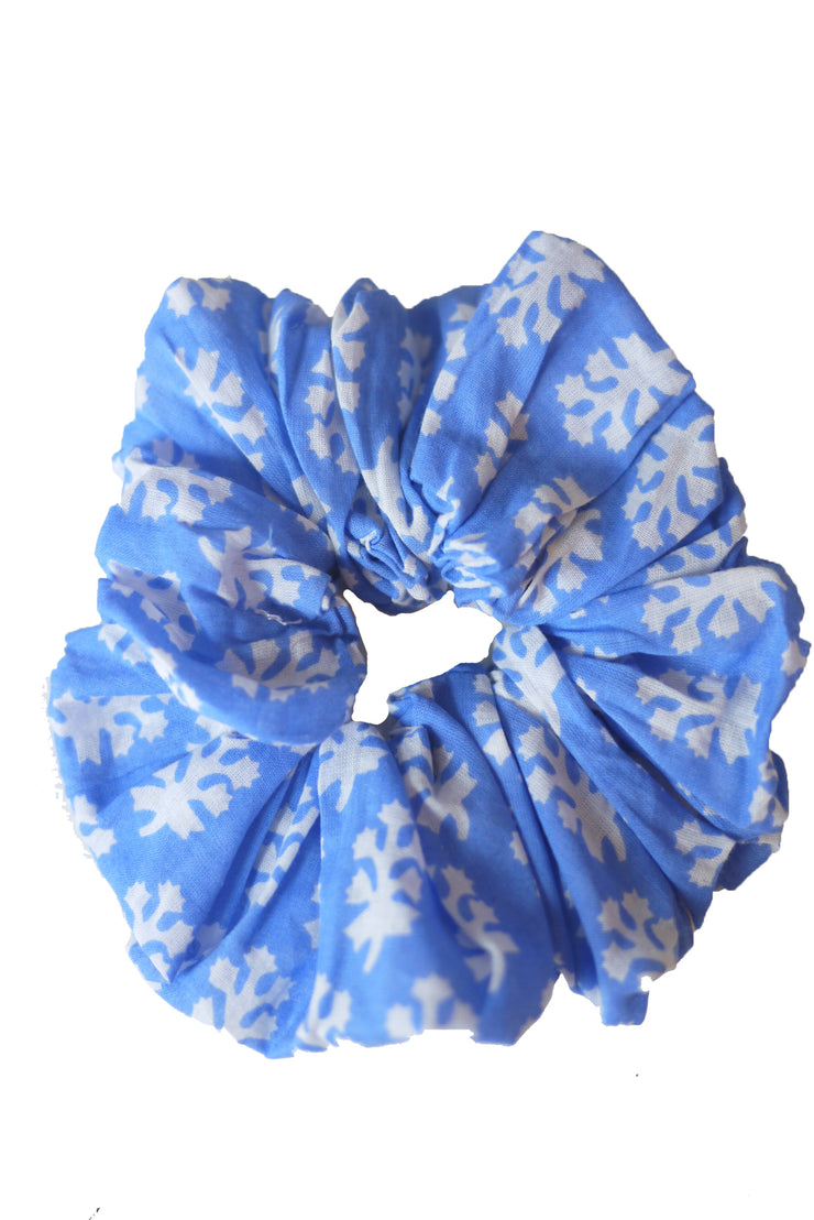 Blockprint Hair Scrunchie in Booti Blue