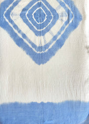 Dip Dye Edge with Evil Eye Pashmina - Ivory with Blue