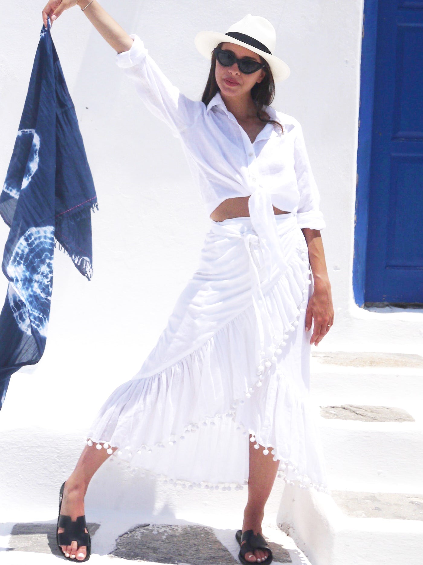 Katerina Long Ruffle Skirt in White – Buggy NYC