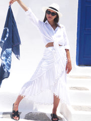 Katerina Long Ruffle Skirt in White