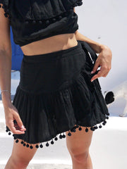 Katerina Mini Ruffle Skirt in Black