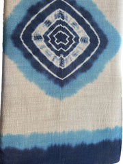 Dip Dye Edge with Evil Eye Pashmina - Natural Brown with Blue