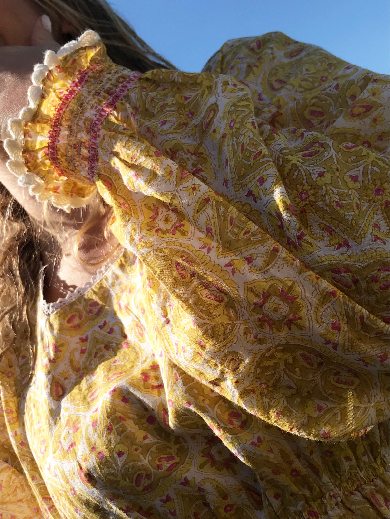 Sisi Dress in Nettie Marigold with Pink Fleks – Buggy NYC