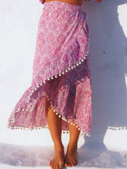 Katerina Long Ruffle Skirt in Nettie Lavender Pink