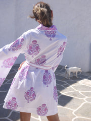 Kimono Robe in Floral - Lavenders