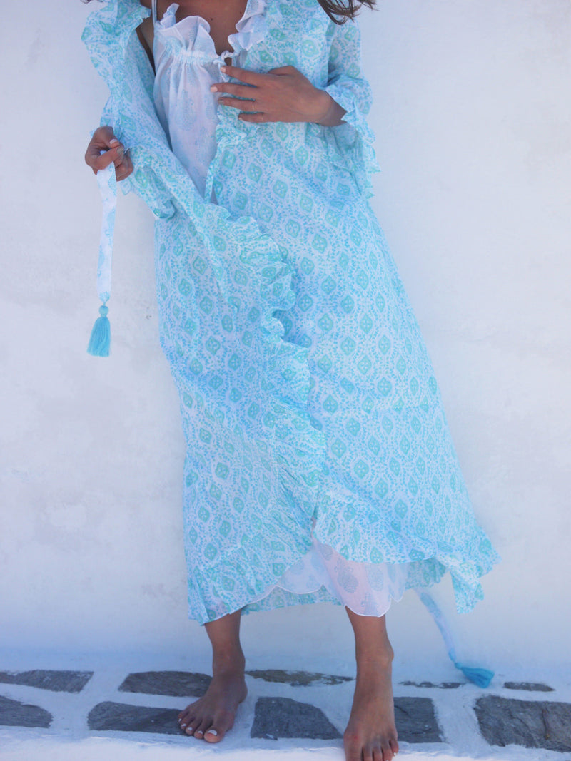 Long Náni Robe in Quatrefoil Seaglass