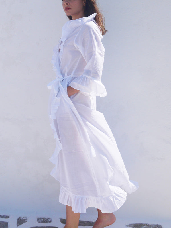 Long Náni Robe in White