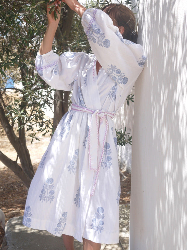 Long Kimono Robe in Soft Double Gauze - Nantucket Greys