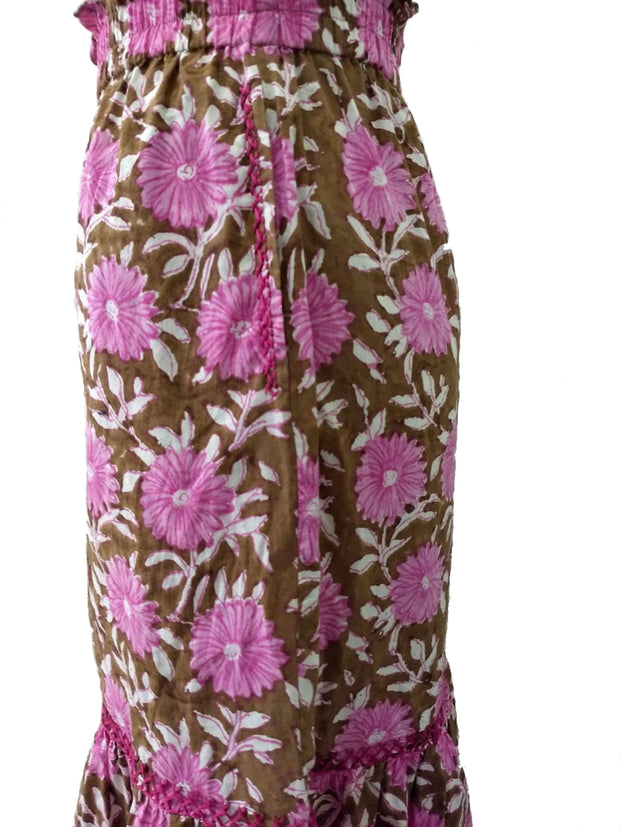 Naousa Skirt with Hand Embroidery - Pink & Cocoa