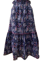 Naousa Skirt with Hand Embroidery - Provencal Navy and Purple