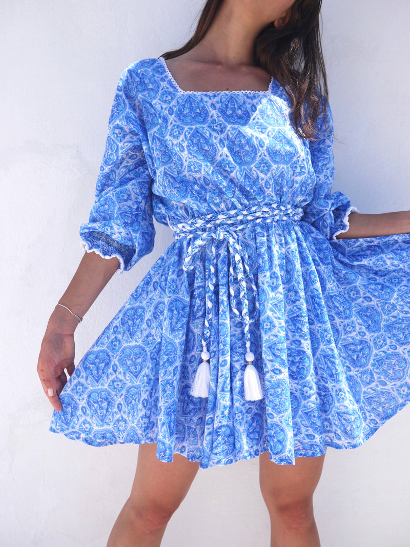 Sisi Dress in Nettie Greek Blue