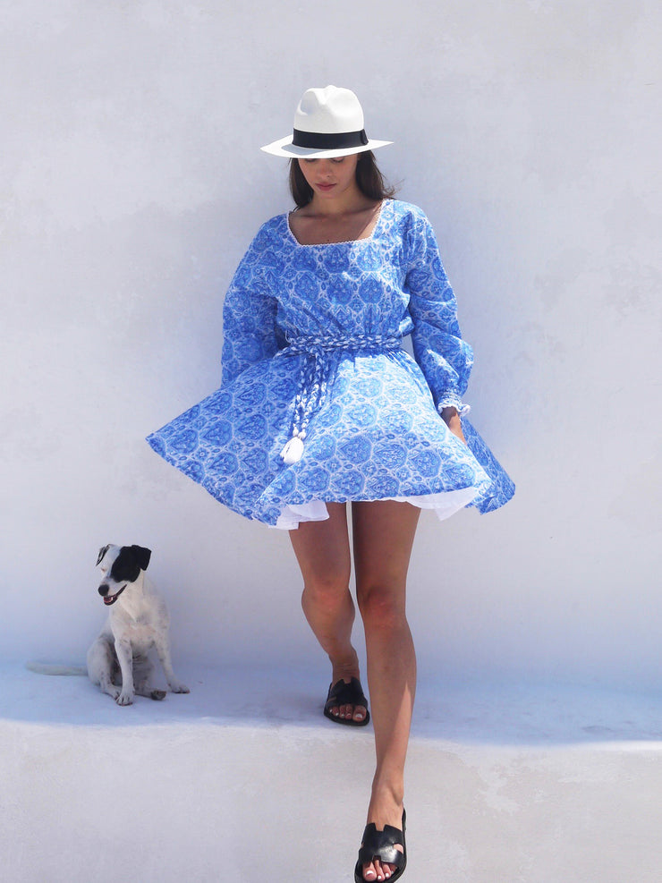 Sisi Dress in Nettie Greek Blue
