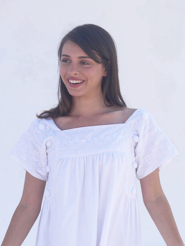 Paros Embroidered Blouse - White